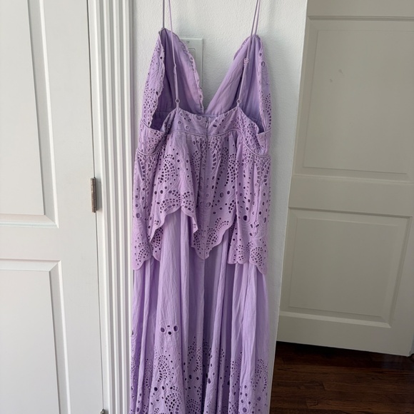 Lilac woven backless farm Rio dress - Picture 3 of 5